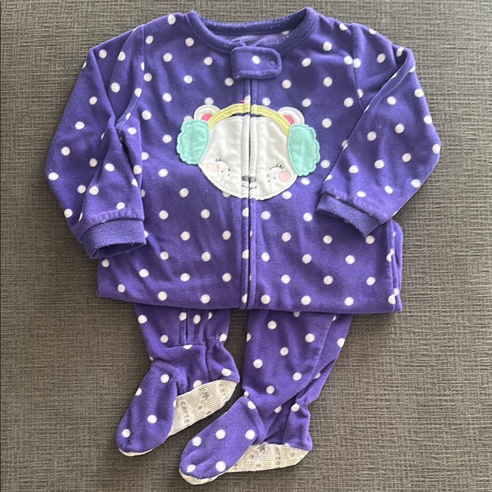 Carter's Purple Polka Dot Footed One Piece